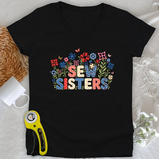 Appliqué Sew Sisters Lady V-neck
