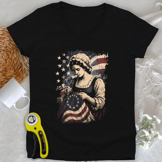 Betsy Ross Flag Lady V-neck