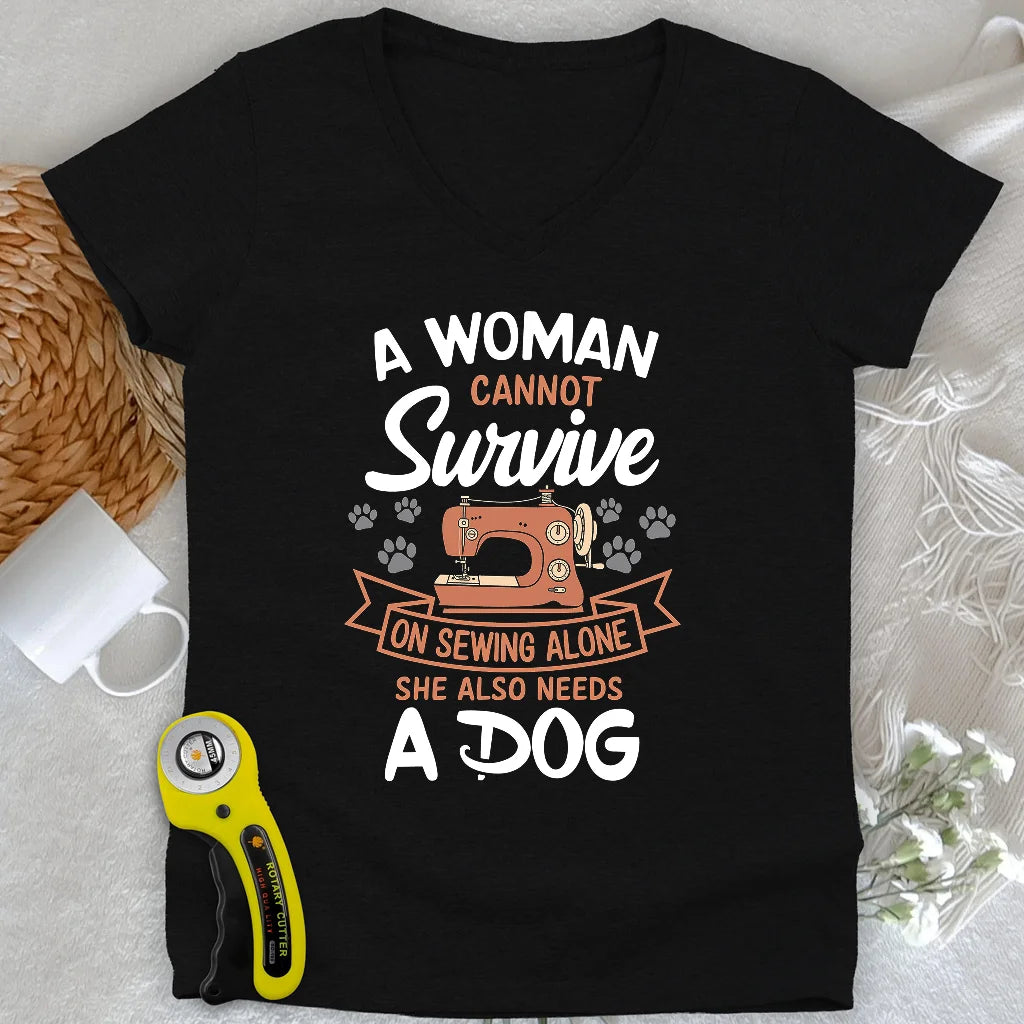 Je ne peux pas coudre sans mon col en V Dog Lady