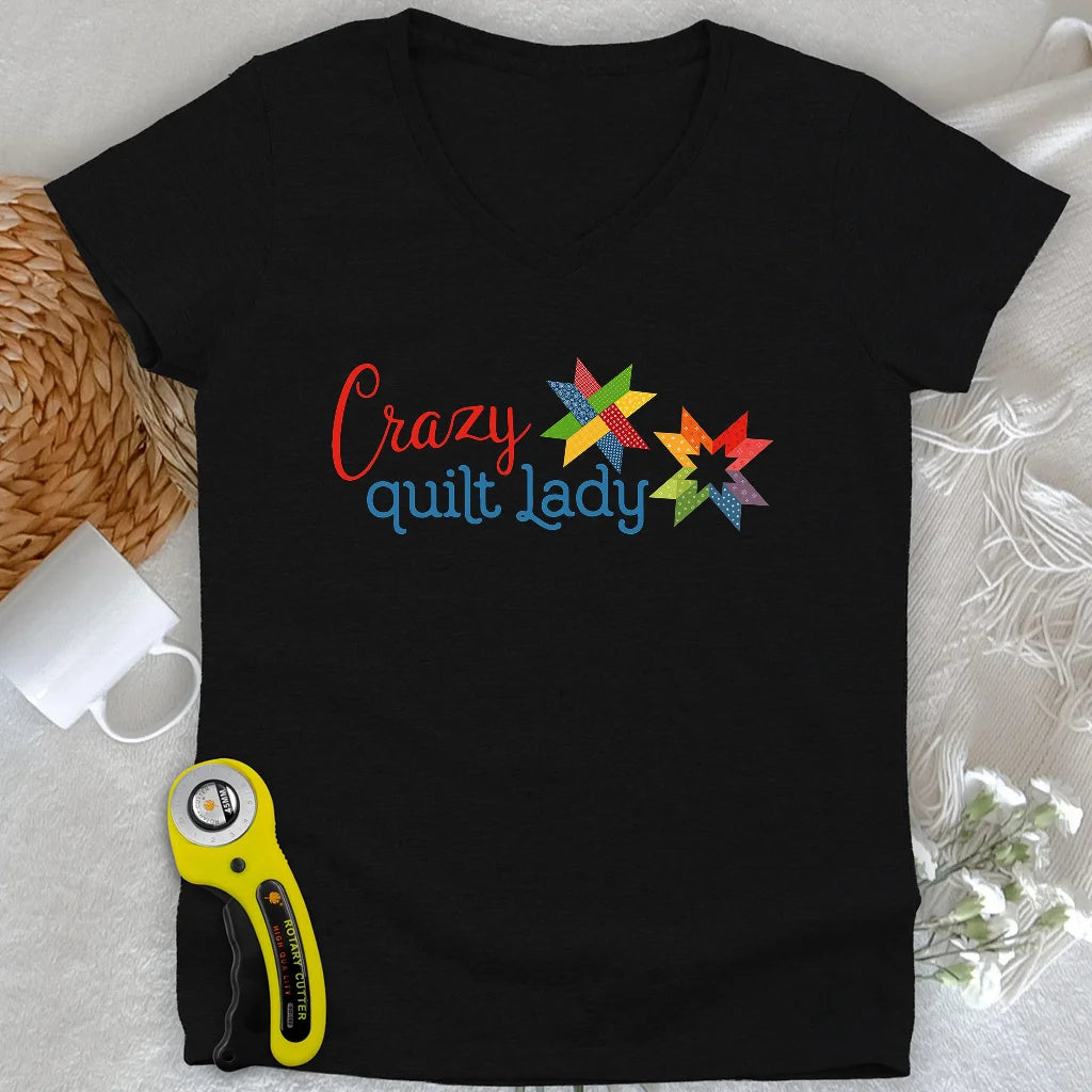 Crazy quilt lady Lady V-neck