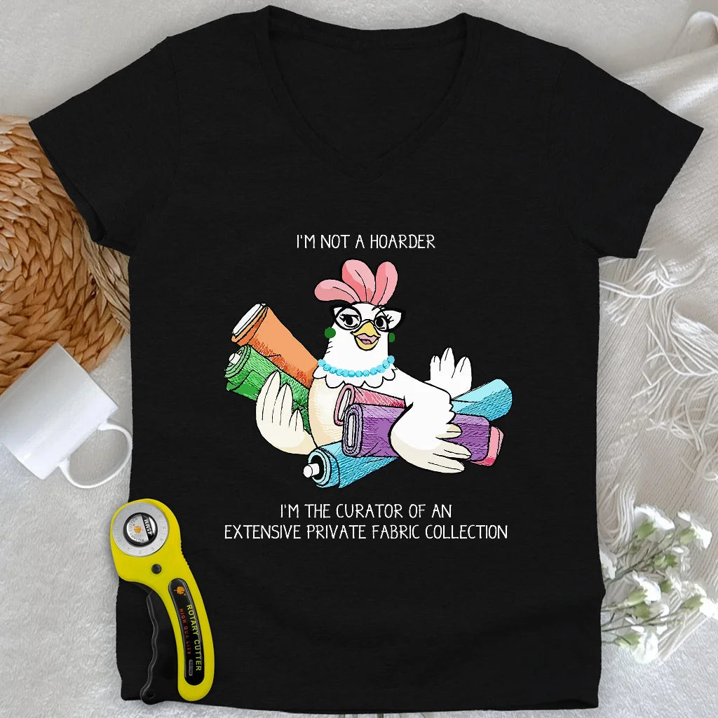 Fabric Hoarder Lady V-neck
