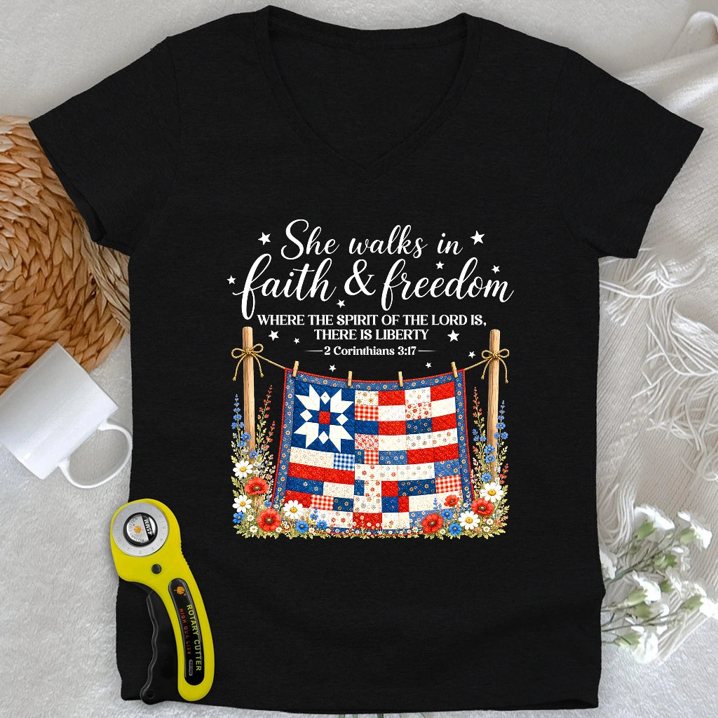 Faithfully Pieced Lady V-neck