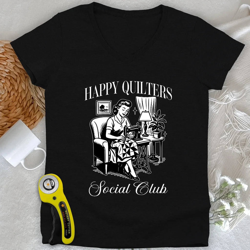 Happy Quilters Lady V-neck