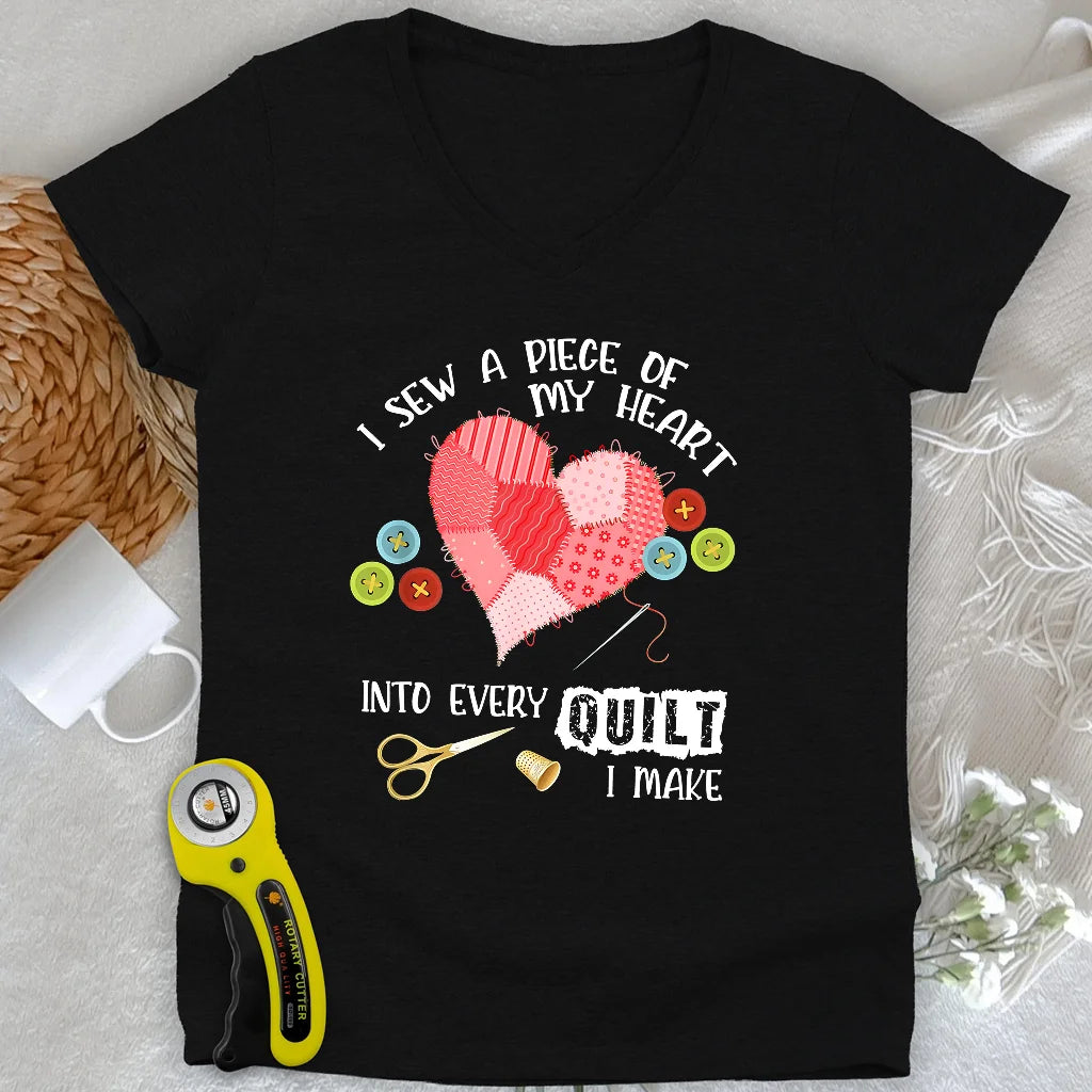 Heartstitched Quilt Love Lady V-neck