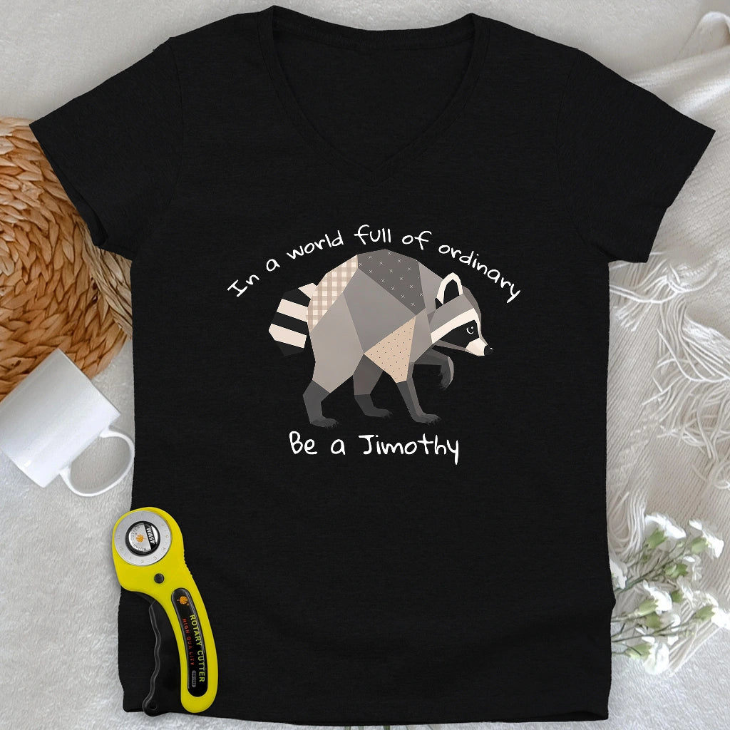Jimothy the Quilted Raccoon Lady V-neck