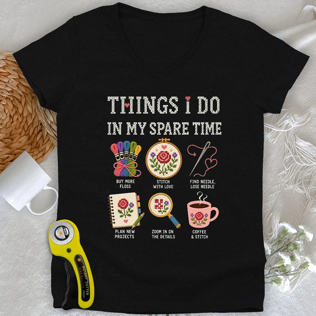 Needlework Hobbyist Lady V-neck
