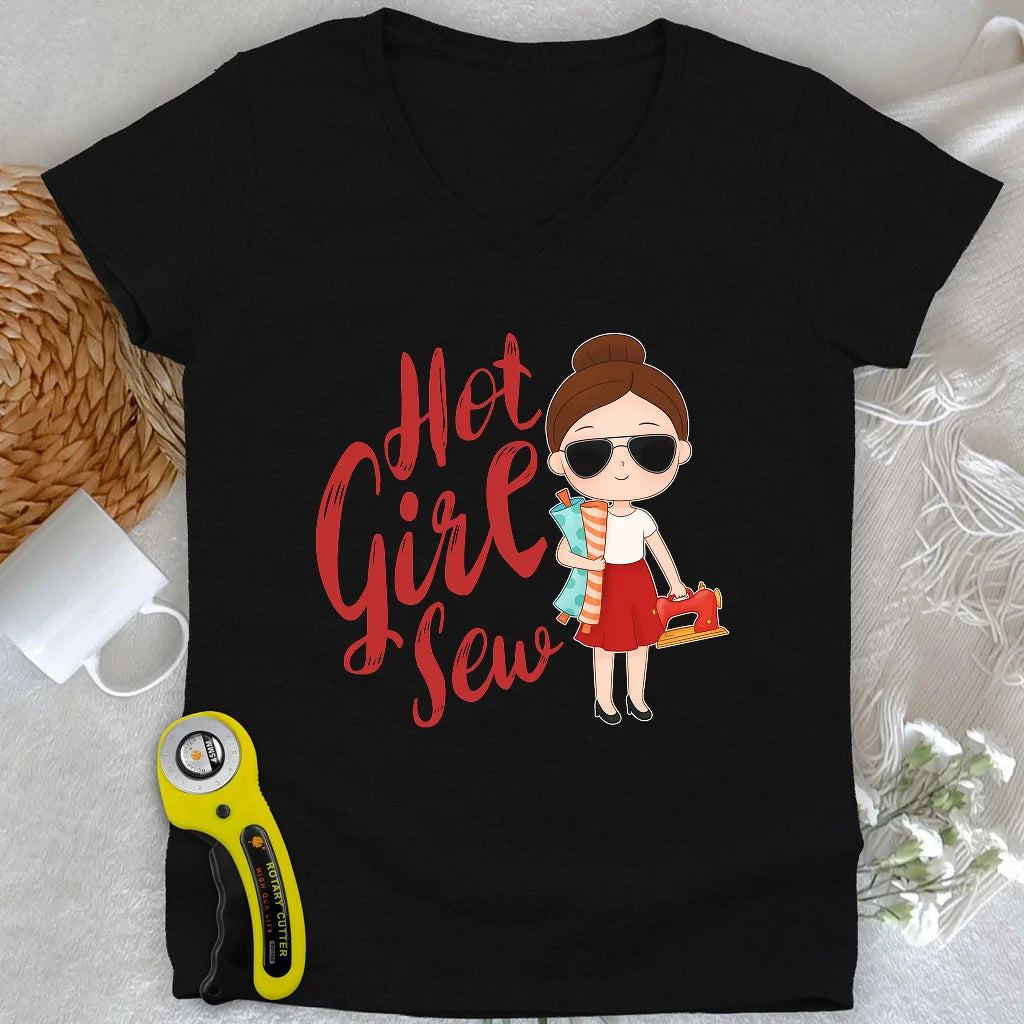 Okayest Quilter Lady V-neck