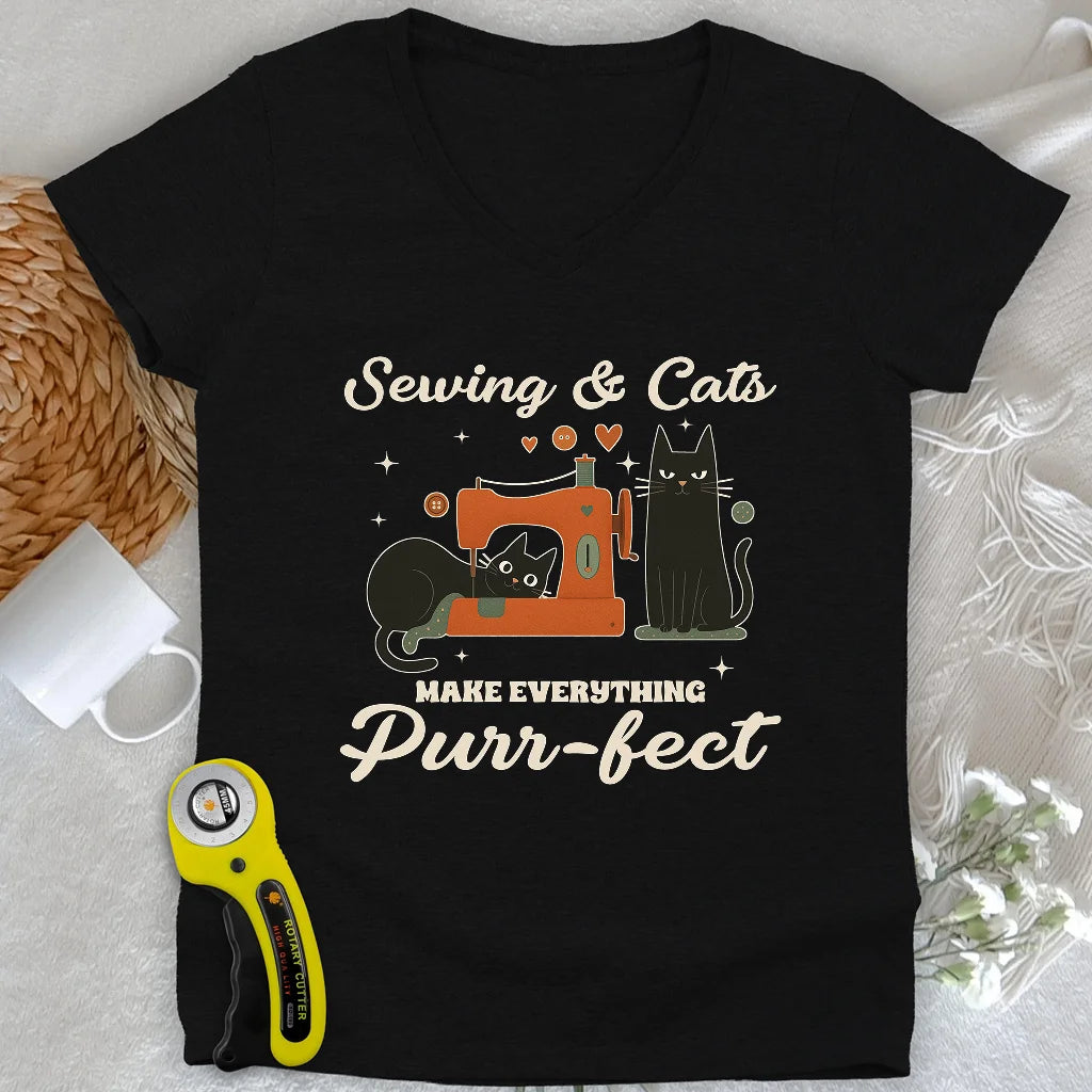 Purr-fect Sewing Lady V-neck