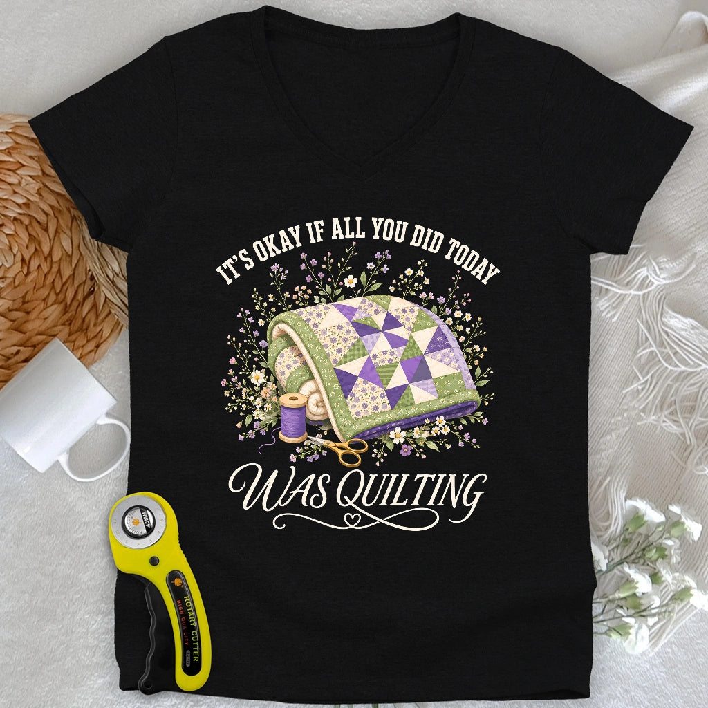 Quilt All Day Lady V-neck