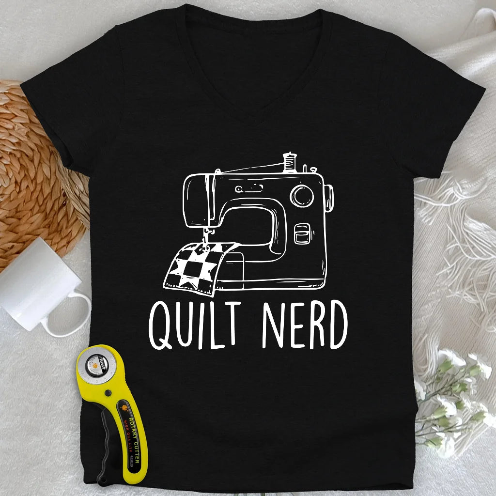 T-shirt col en V pour passionnée de patchwork