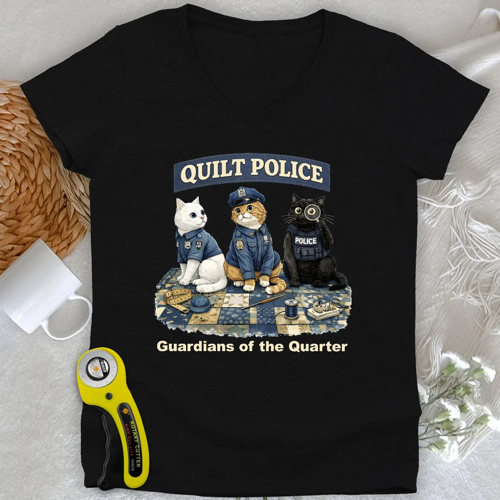 Quilt Police Lady V-neck