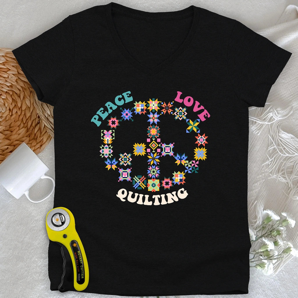 Quilting Brings Peace Lady V-neck