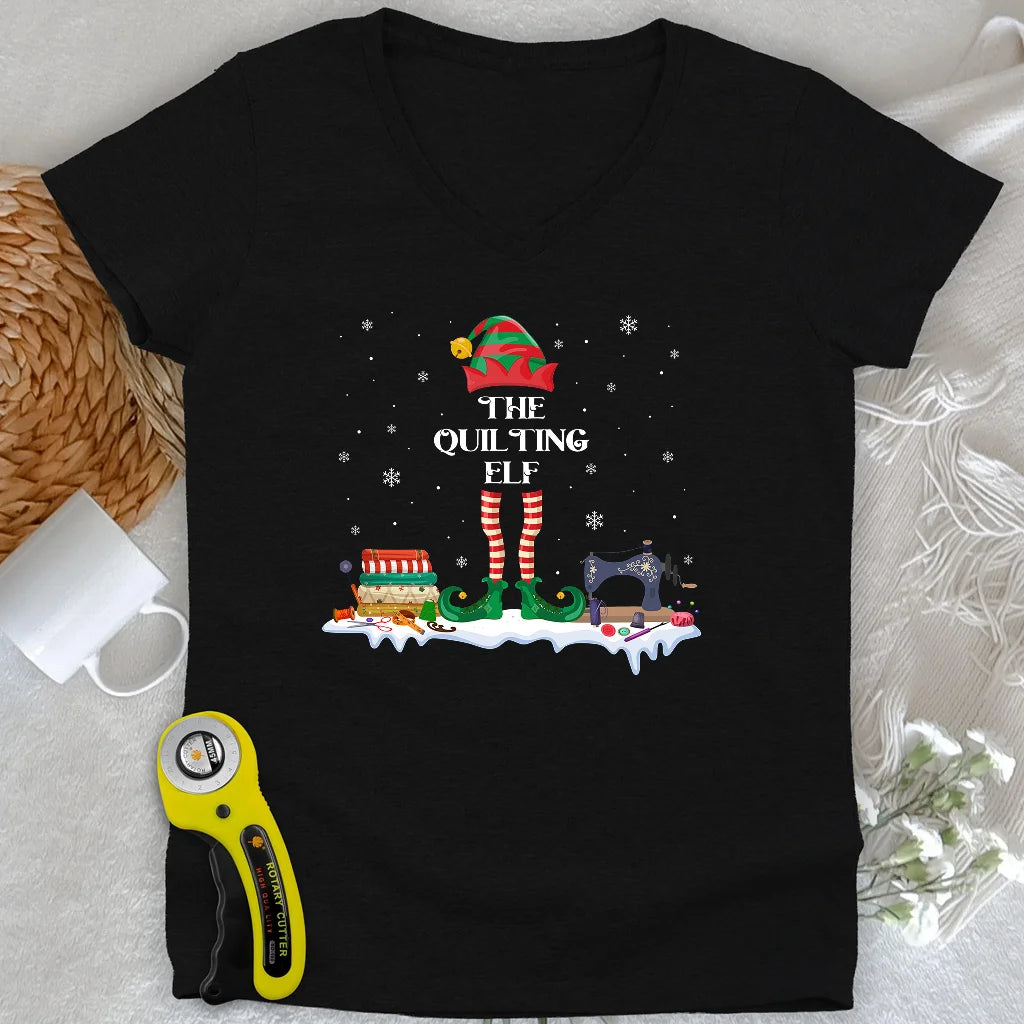 Quilting ELF Lady V-neck