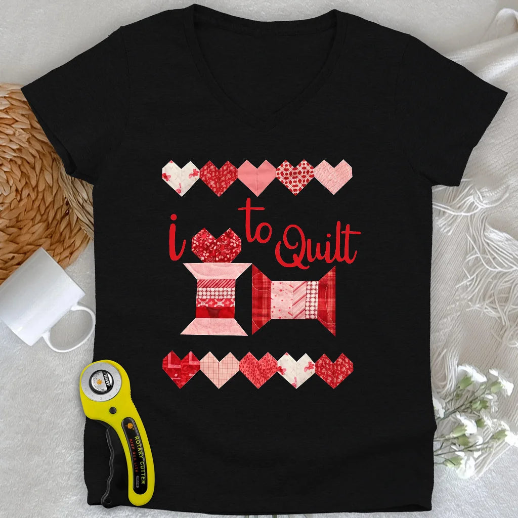 Haut décolleté en V Quilting Love Lady