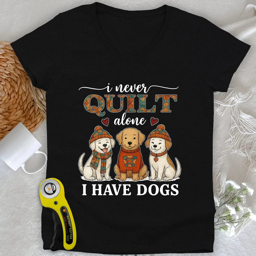 Quilting with Paws Lady V-neck