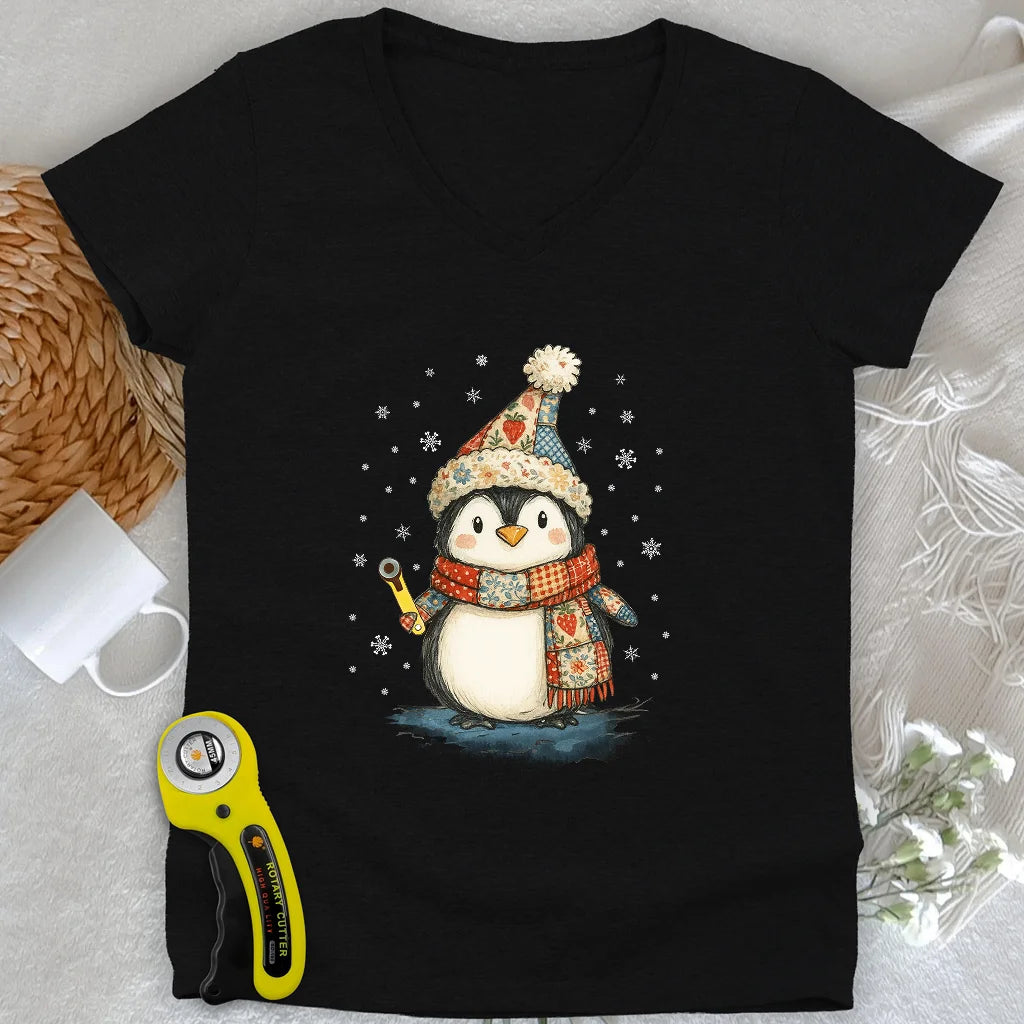 Quilty Little Penguin Femme Col V