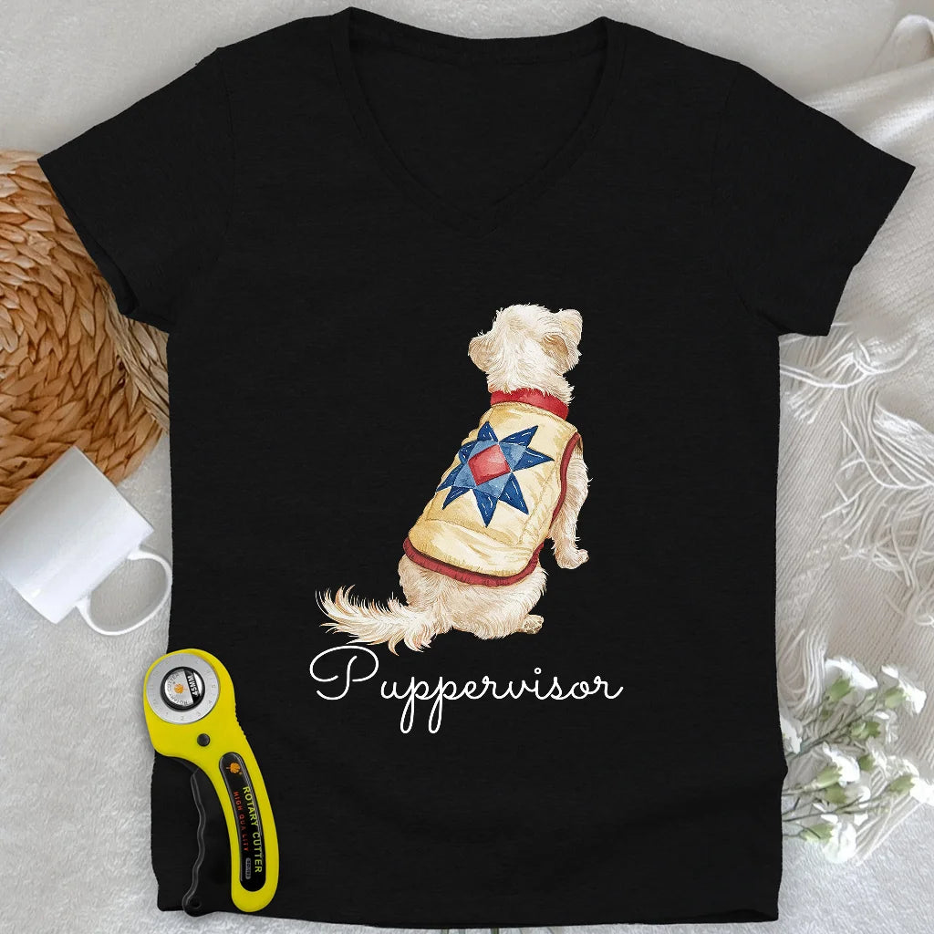 Quilty Pup Star Lady V-neck