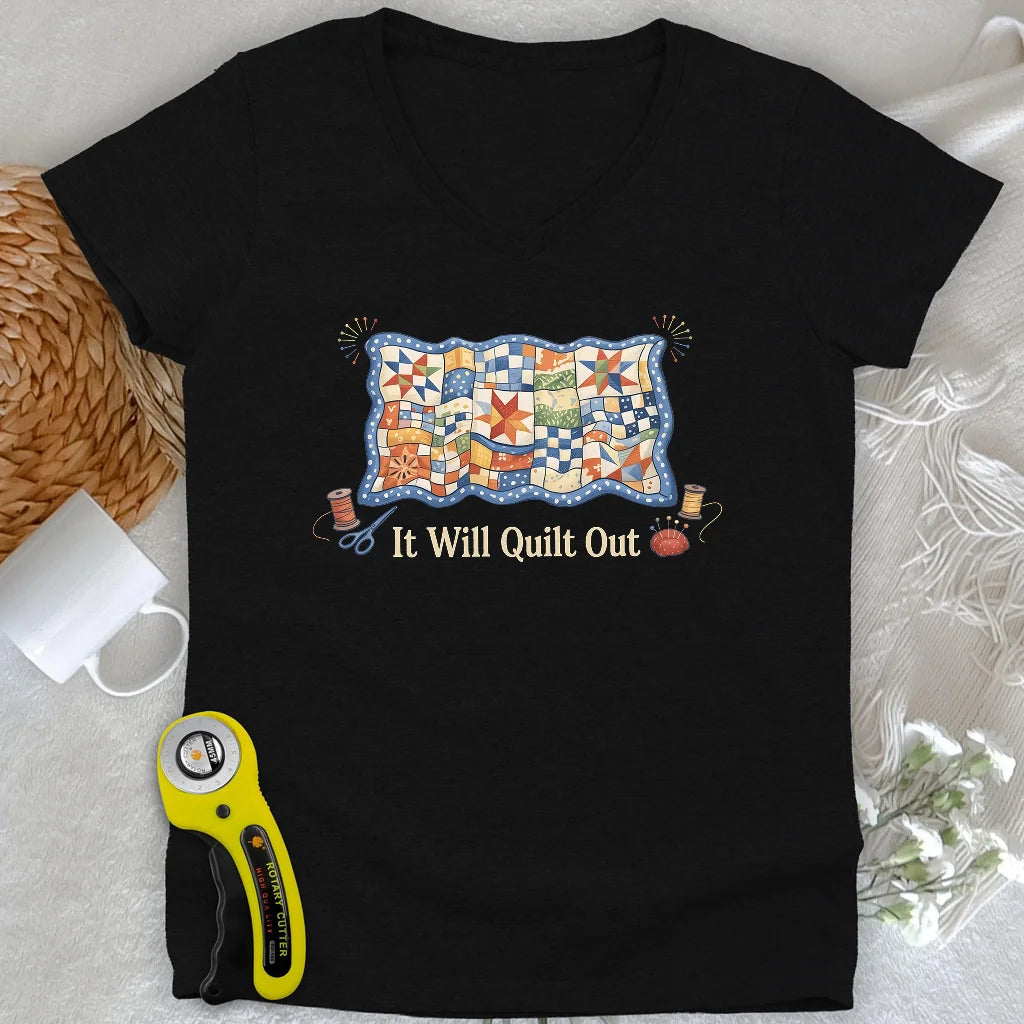 Relax… It Will Quilt Out Lady V-neck