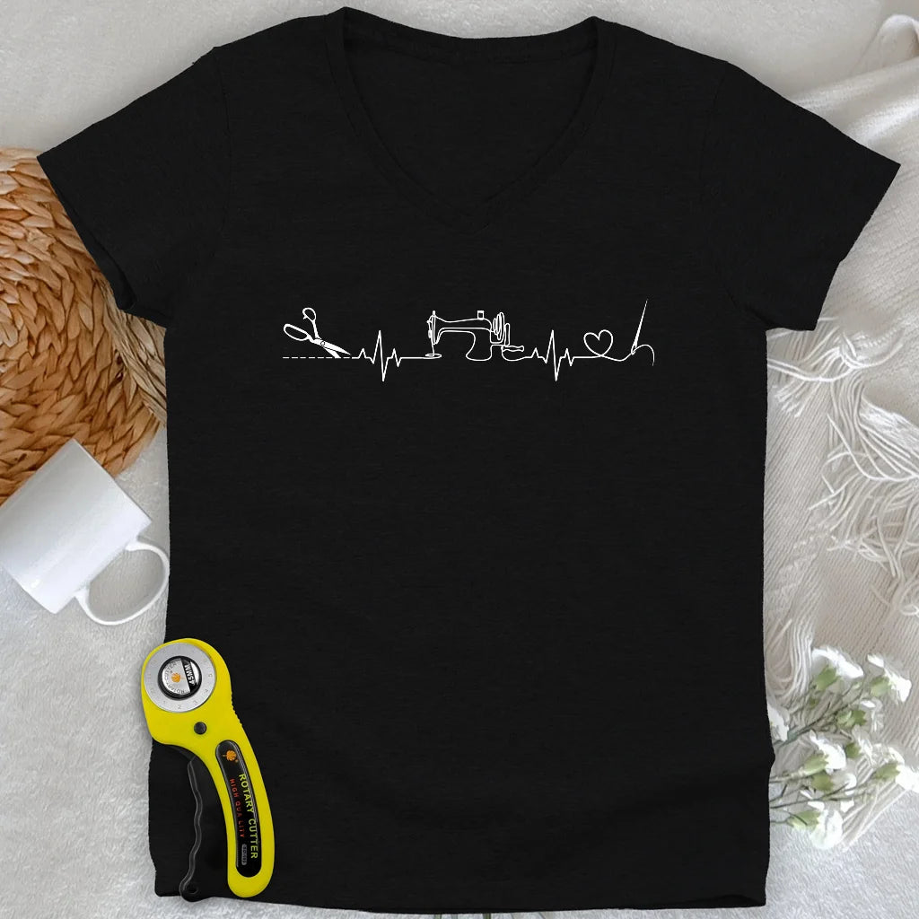 Sewing Heartbeat Lady V-neck