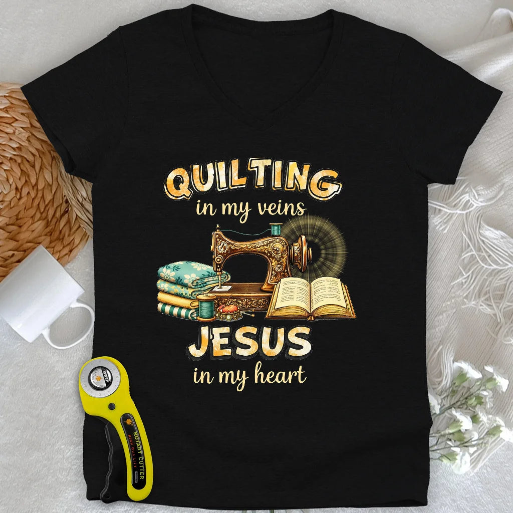 Tricoté avec Jésus Col en V Femme