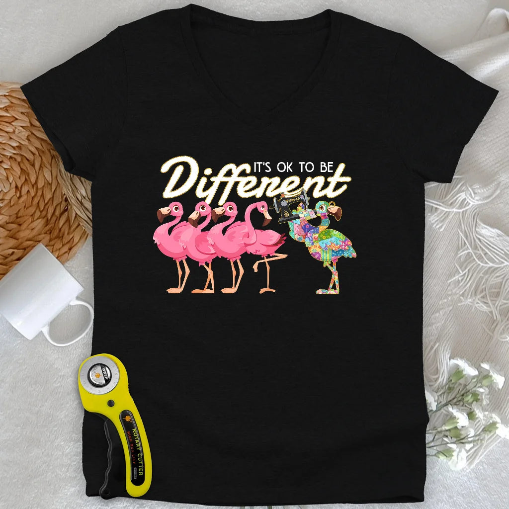 Stand Out Flamingo Lady V-neck