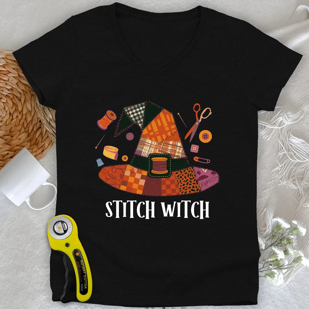 Stitchy Witch Lady V-neck