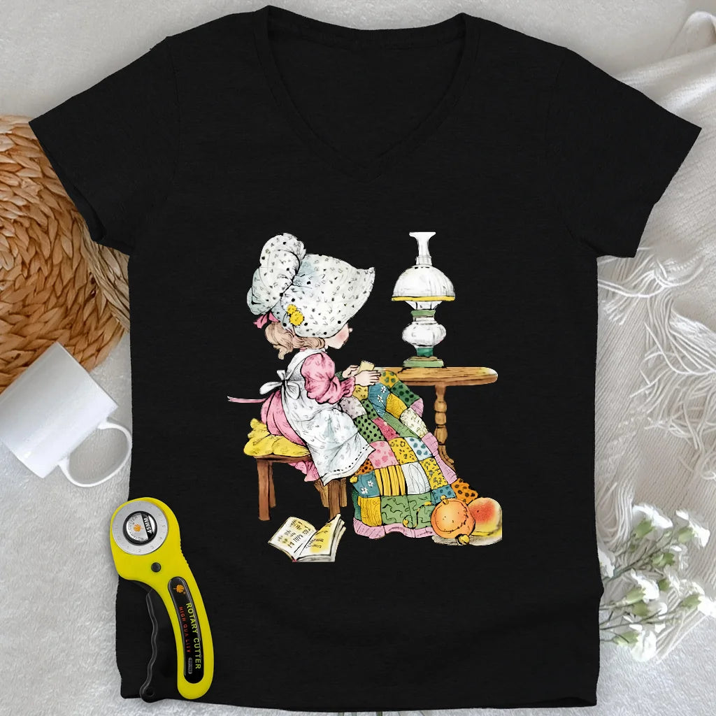 The Little Quilter Lady V-neck
