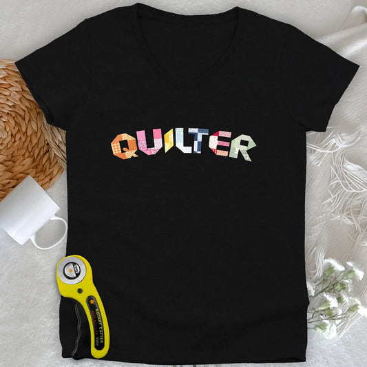 The Quilter's Studio Sampler Lady V-neck