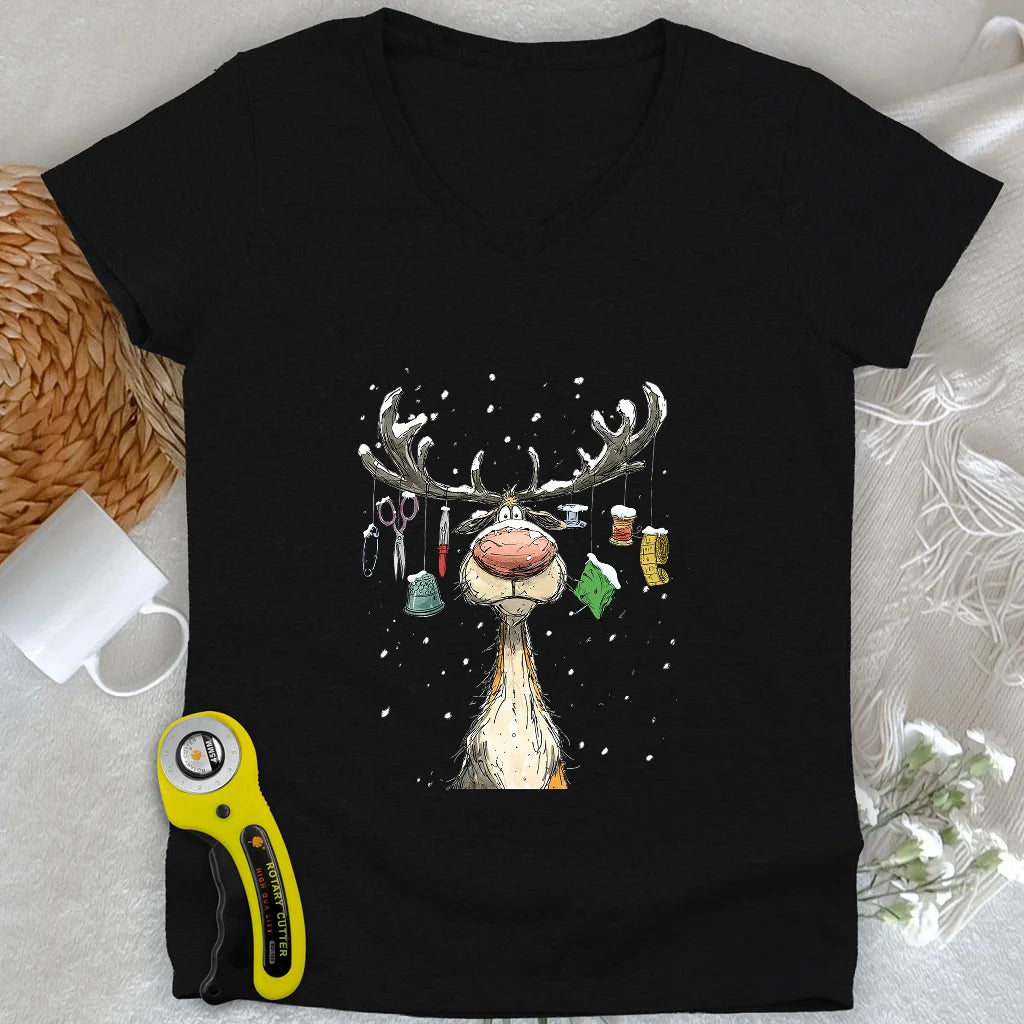 Le décolleté en V de la femme Reindeer Quilter