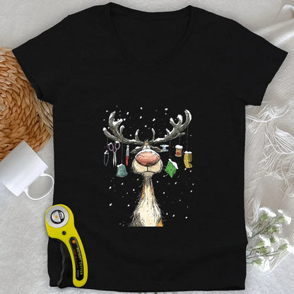 Le décolleté en V de la femme Reindeer Quilter