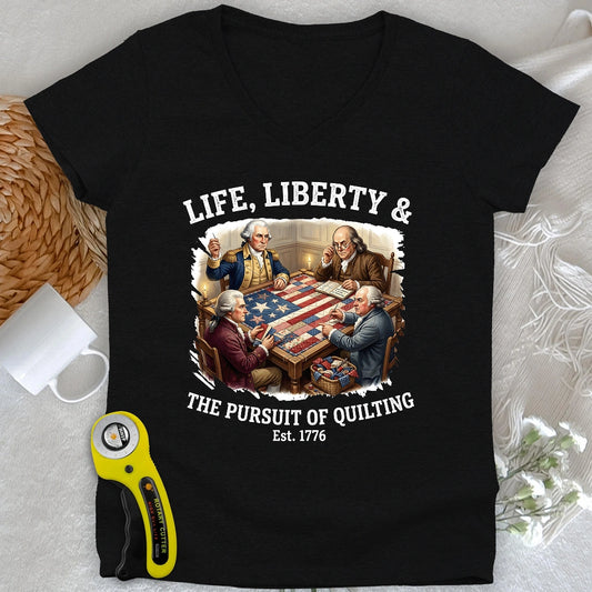 United We Quilt 1776 Lady V-neck