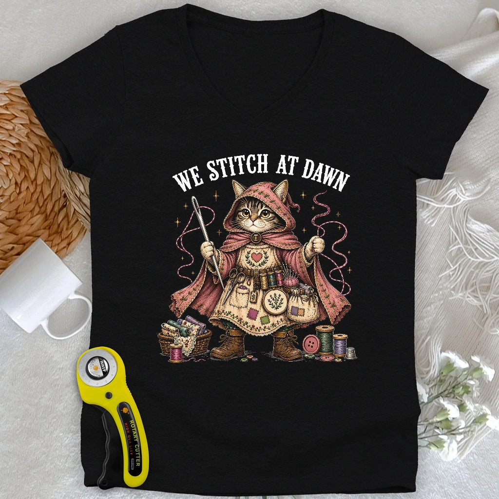 We Stitch At Dawn Lady V-neck
