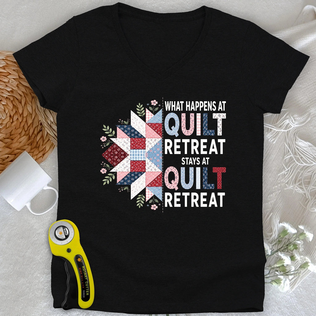 What Happens At Quilt Retreat Lady V-neck
