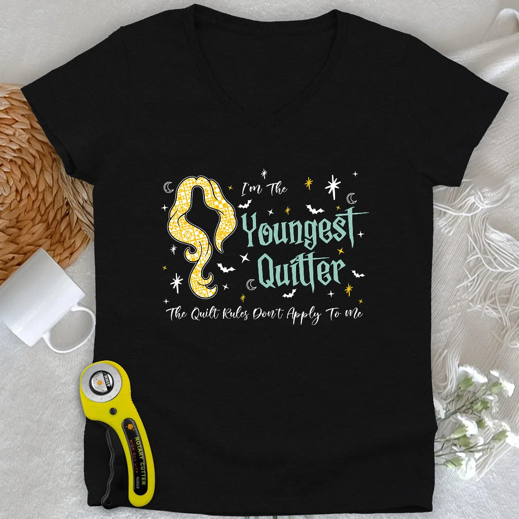 Youngest Quilter Lady V-neck