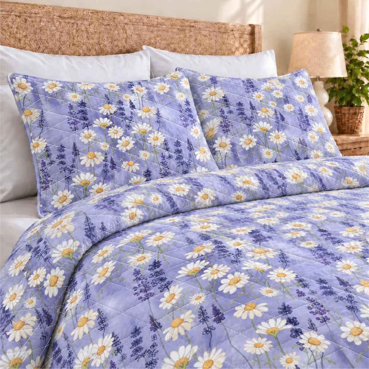 Blooming Flower Quilted Bedding Set