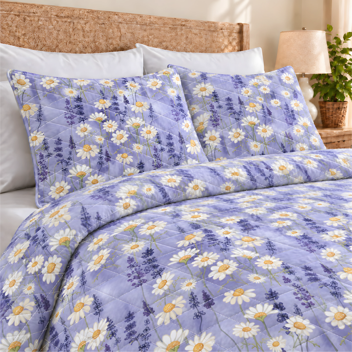Blooming Flower Quilted Bedding Set