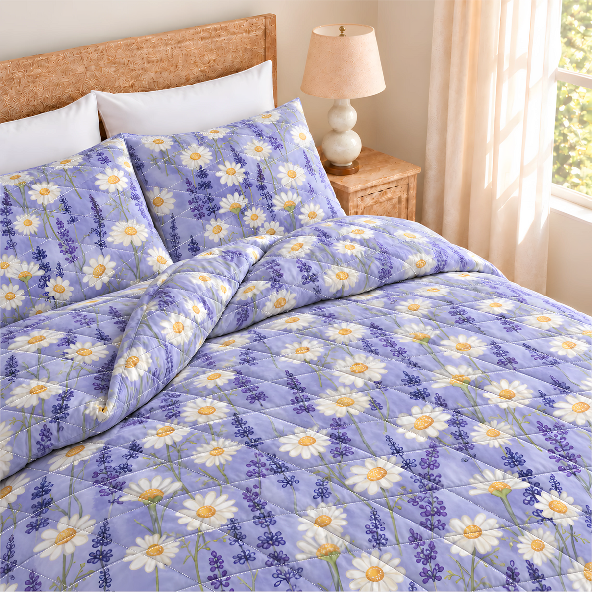 Blooming Flower Quilted Bedding Set