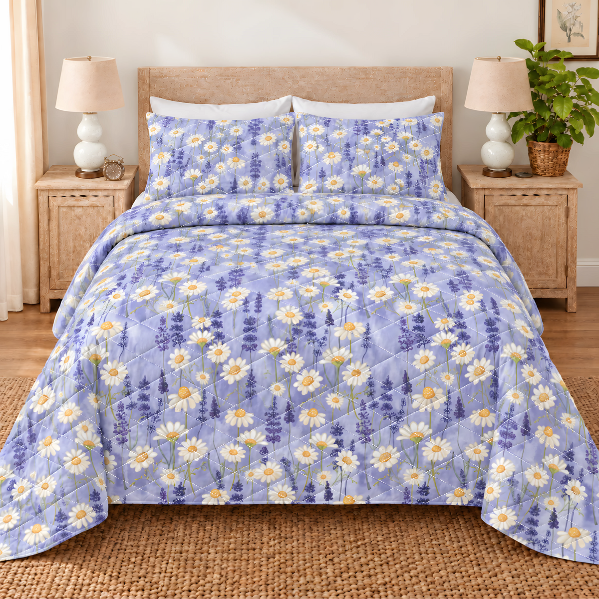 Blooming Flower Quilted Bedding Set