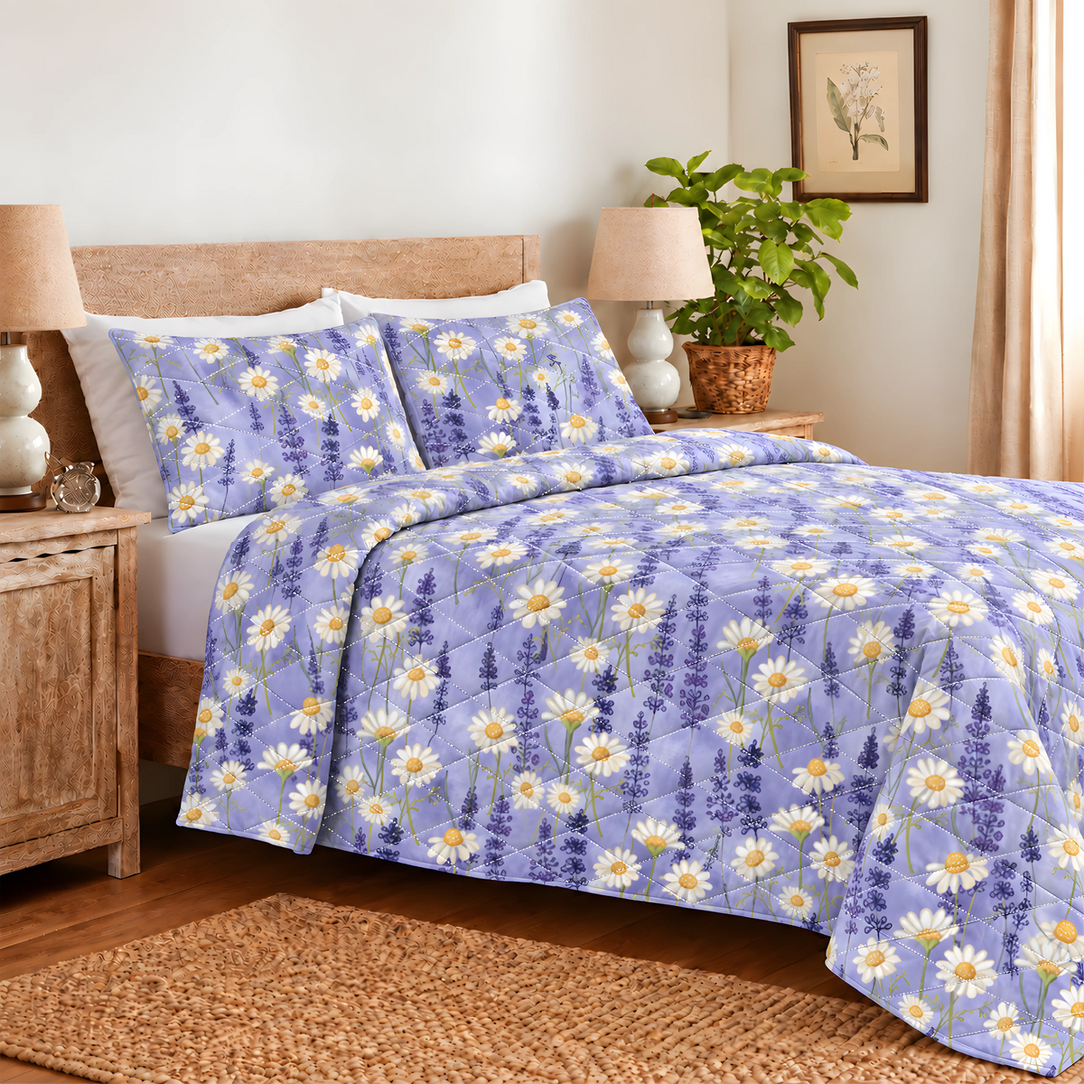 Blooming Flower Quilted Bedding Set