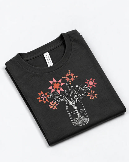 Maglietta Barattolo di fiori patchwork