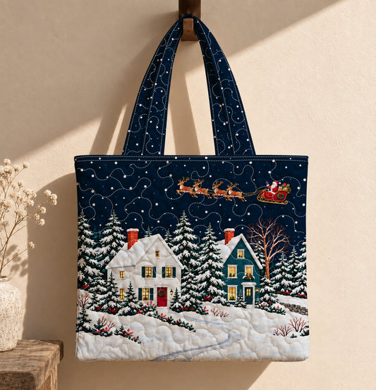 Christmas Eve Village Tote Quilted Tote Bag