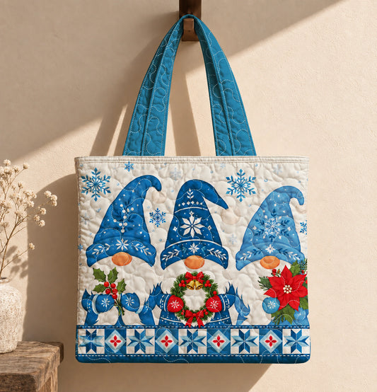 Christmas Gnomes Quilted Tote Bag