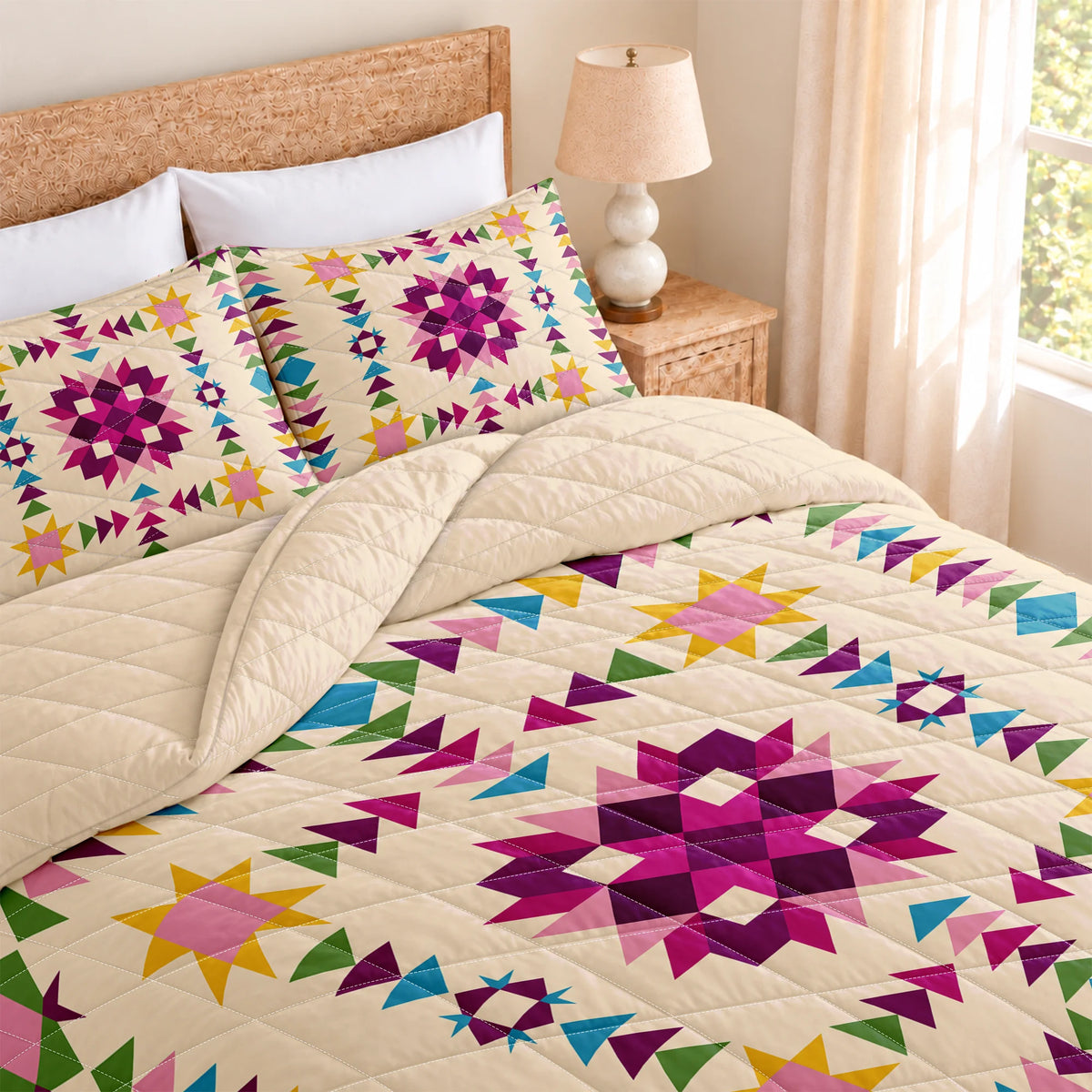 Colorful Heirloom Quilted Bedding Set
