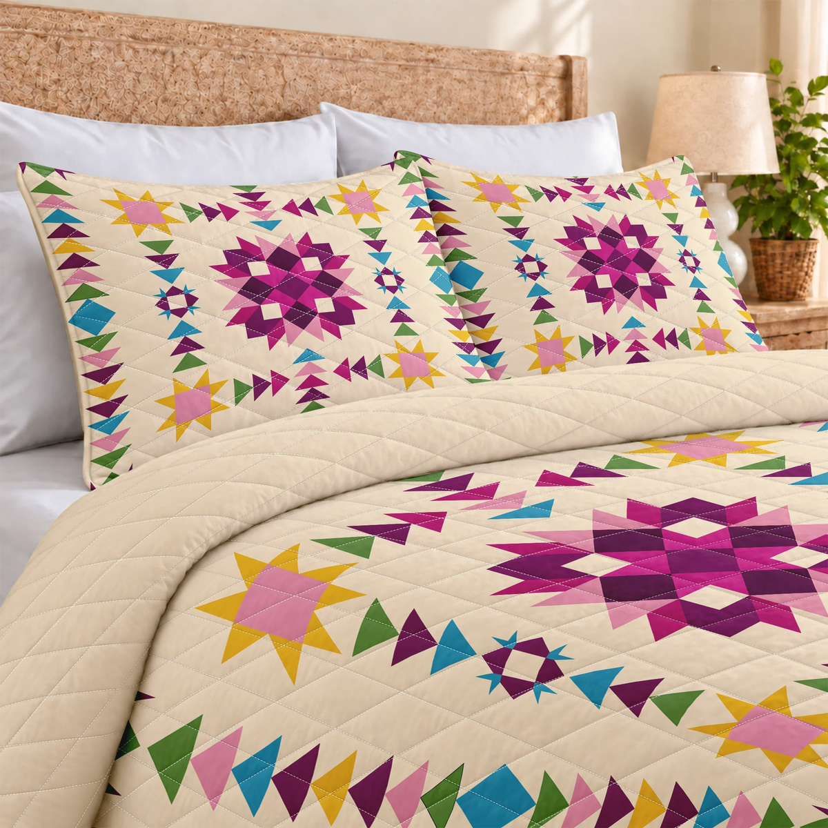 Colorful Heirloom Quilted Bedding Set