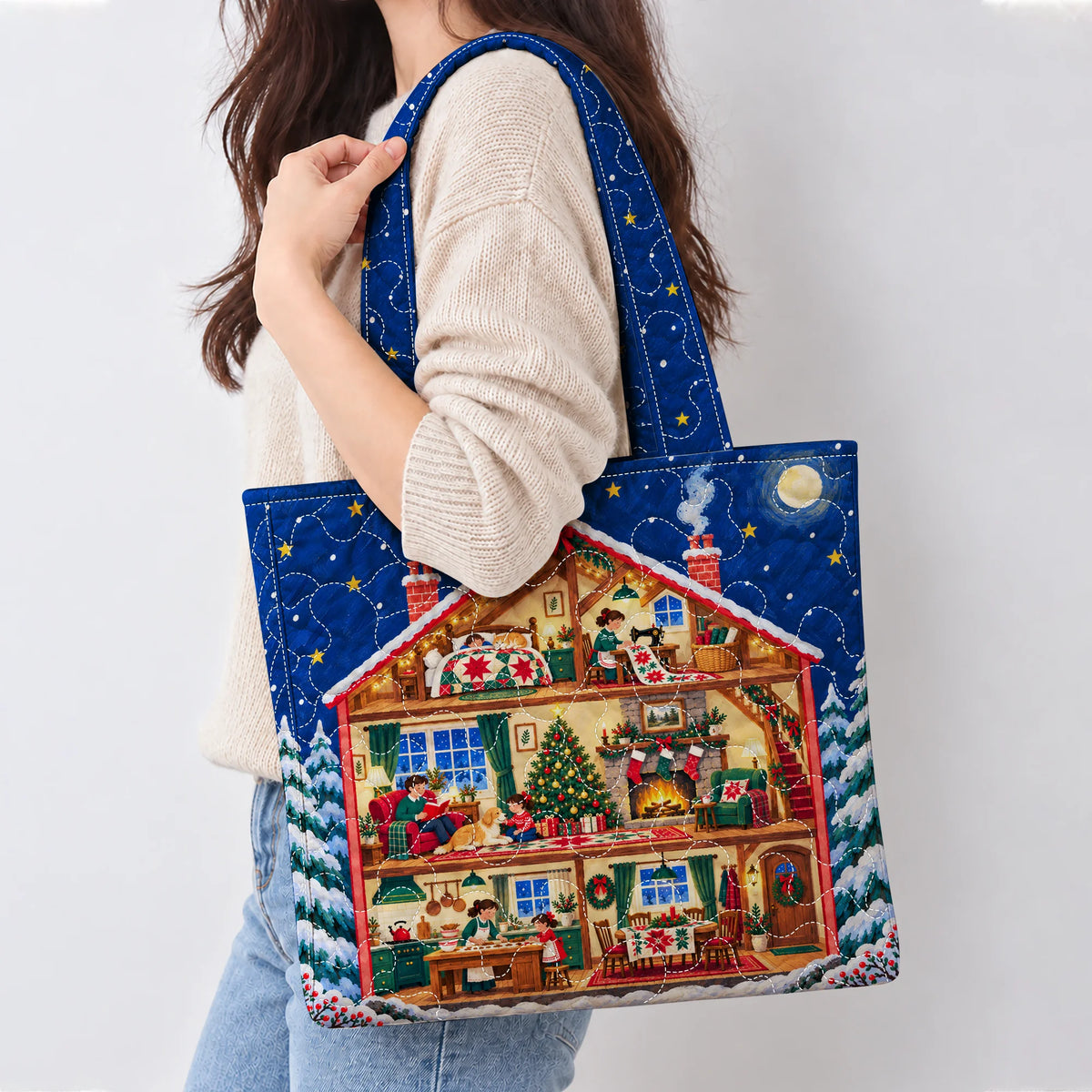 Cozy Christmas Tote Quilted Tote Bag