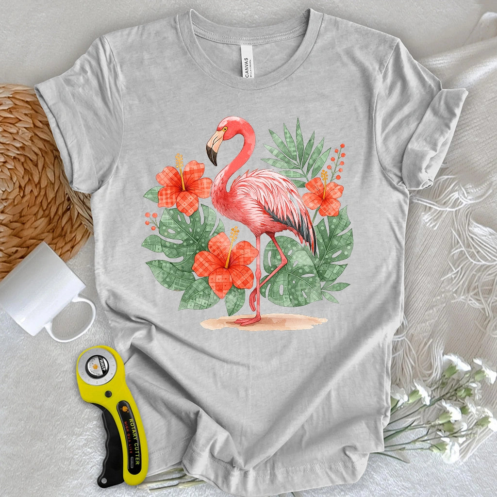 Flamingo & Floral Patchwork T-shirt