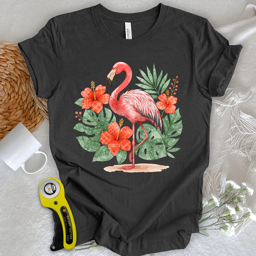 Flamingo & Floral Patchwork T-shirt