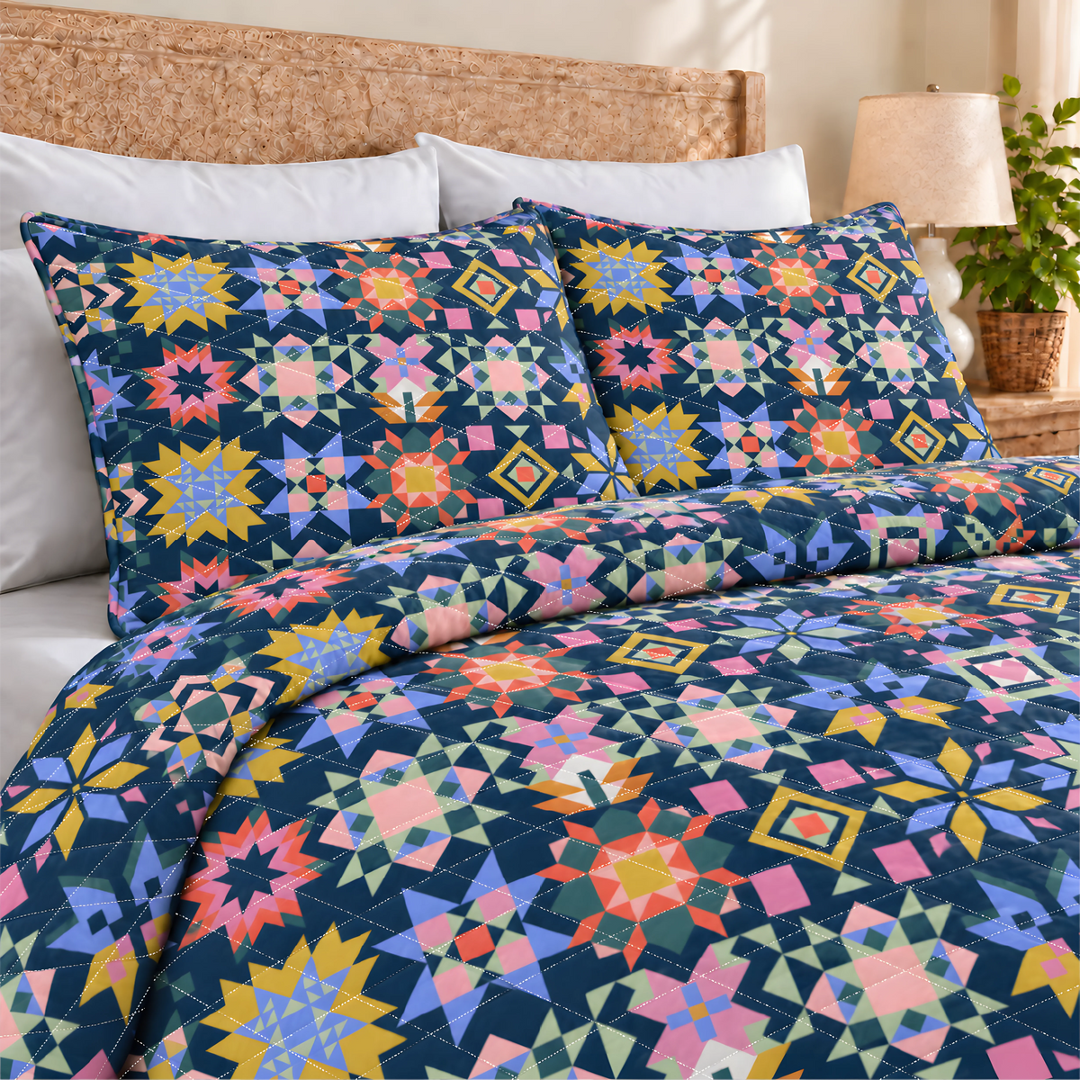 Folk Star Tapestry Quilted Bedding Set