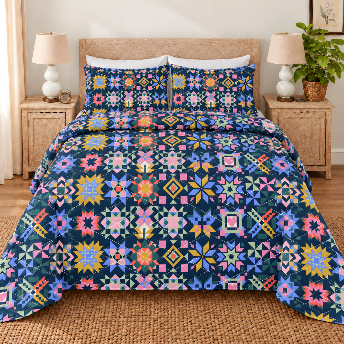 Folk Star Tapestry Quilted Bedding Set