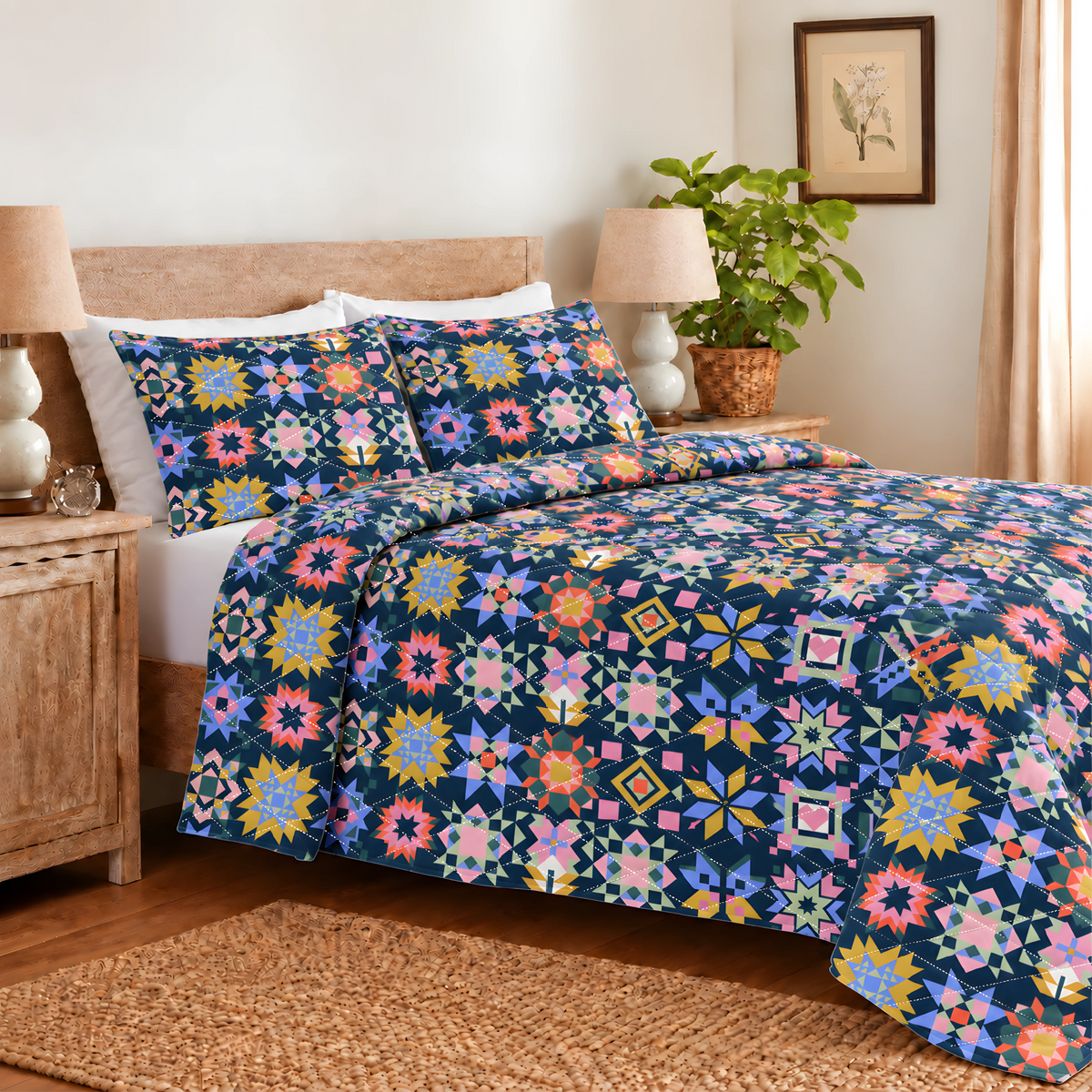Folk Star Tapestry Quilted Bedding Set